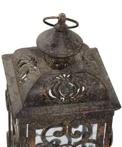 GRAYSON LANE Set of 2 20 In., 15 In. Rustic Lantern Brown Metal -GRAYSON LANE shop 330858045 AlternateImage3 l