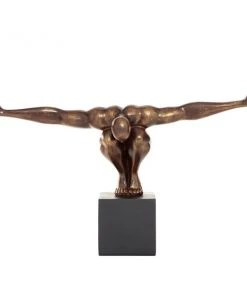 GRAYSON LANE 11 In. x 4 In. Sculpture Brown Polystone Olympic Man