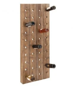 GRAYSON LANE 57 In. x 21 In. Rustic Wine Holder Rack Brown Wood