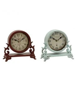 GRAYSON LANE 7 In. x 7 In. Vintage Clock Beige Metal