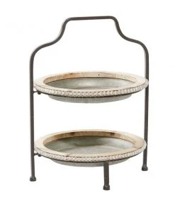 Grayson Lane Farmhouse Tiered Server - Grey Metal - 20-in X 16-in