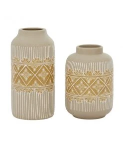Grayson Lane Set of 2 9-in , 11-in Boho Style Vase - Beige Ceramic -GRAYSON LANE shop 330858153 AlternateImage4 l