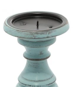 Grayson Lane 3-Candle Pillar Holder - 6-in, 8-in, 10-in -Light Blue Mango Wood -GRAYSON LANE shop 330858156 AlternateImage4 l