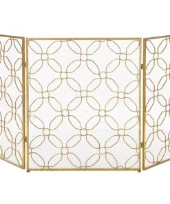 Grayson Lane Contemporary Fireplace Screen - Gold Metal - 31-in X 53-in