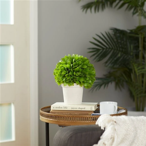 Grayson Lane 10-in Green Artificial Boxwood Trees 2 Grayson Lane 10-in Green Artificial Boxwood Trees - Image 2