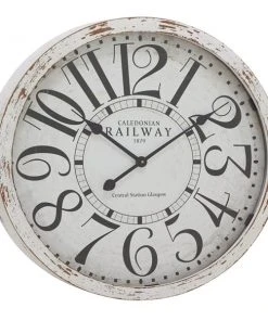 Grayson Lane Analog 24-in x 24-in White Round Vintage Wall Standard Clock