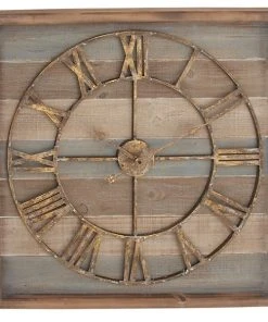 Grayson Lane Analog 30-in x 30-in Brown Square Wall Standard Clock