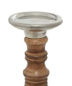Grayson Lane 3-Candle Pillar Holder - 12-in, 15-in, 18-in - Brown Mango Wood -GRAYSON LANE shop 330858173 AlternateImage3 l