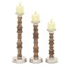 Grayson Lane 3-Candle Pillar Holder - 12-in, 15-in, 18-in - Brown Mango Wood
