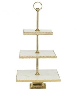 Grayson Lane Natural 3 Tier Tray Stand - Gold Marble and Aluminum- 24-in X 12-in -GRAYSON LANE shop 330858181 AlternateImage4 l