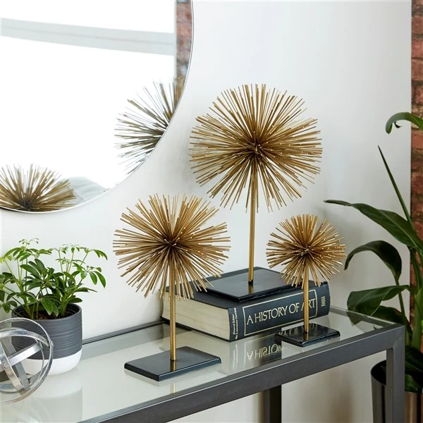 Grayson Lane Set of 3 10-in , 13-in , 17-in - Gold Contemporary Geometric Sculpture - Metal 2 Grayson Lane Set of 3 10-in , 13-in , 17-in - Gold Contemporary Geometric Sculpture - Metal - Image 2