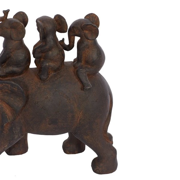 Grayson Lane Eclectic Elephant Sculpture - Brown Poly Stone - 10-in X 10-in 3 Grayson Lane Eclectic Elephant Sculpture - Brown Poly Stone - 10-in X 10-in - Image 3