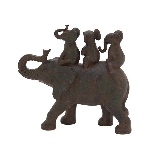 Grayson Lane Eclectic Elephant Sculpture - Brown Poly Stone - 10-in X 10-in 5 Grayson Lane Eclectic Elephant Sculpture - Brown Poly Stone - 10-in X 10-in - Image 5