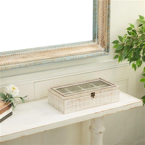 Grayson Lane Farmhouse Box - White Wood - 4-in X 16-in 2 Grayson Lane Farmhouse Box - White Wood - 4-in X 16-in - Image 2