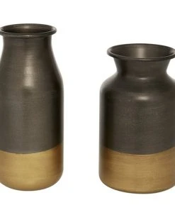 Grayson Lane Set of 2 8-in , 9.25-in Contemporary Vase - Gold - Metal