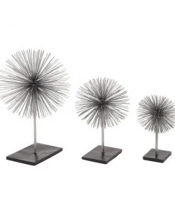 Grayson Lane Set of 3 10-in , 13-in , 17-in Silver Contemporary Geometric Sculpture - Metal
