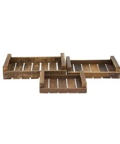 Grayson Lane Set of 3 28-in , 23-in , 19-in Farmhouse Tray - Brown Wood