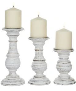 Grayson Lane 3-Candle Wood Pillar Holder (10-in, 8-in, 6-in)
