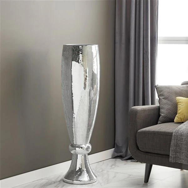 Grayson Lane Glam Vase - Silver Poly Stone - 48-in X 13-in 2 Grayson Lane Glam Vase - Silver Poly Stone - 48-in X 13-in - Image 2