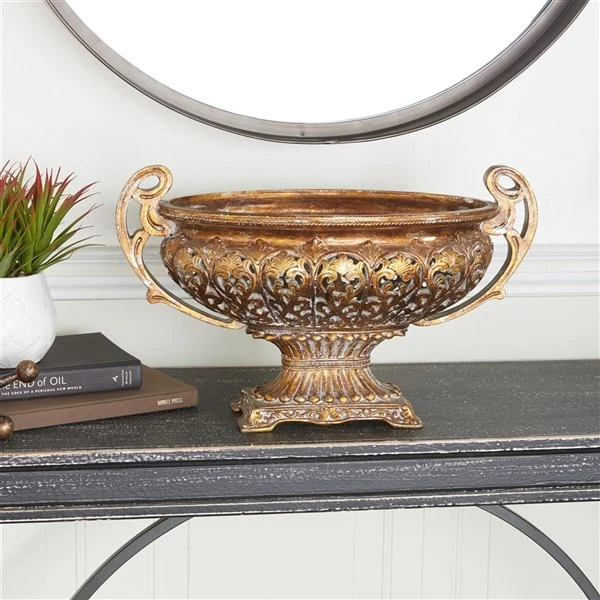 Grayson Lane Traditional Decorative Bowl - Gold Resin - 12-in x 19-in 2 Grayson Lane Traditional Decorative Bowl - Gold Resin - 12-in x 19-in - Image 2