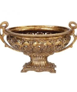 Grayson Lane Traditional Decorative Bowl - Gold Resin - 12-in x 19-in
