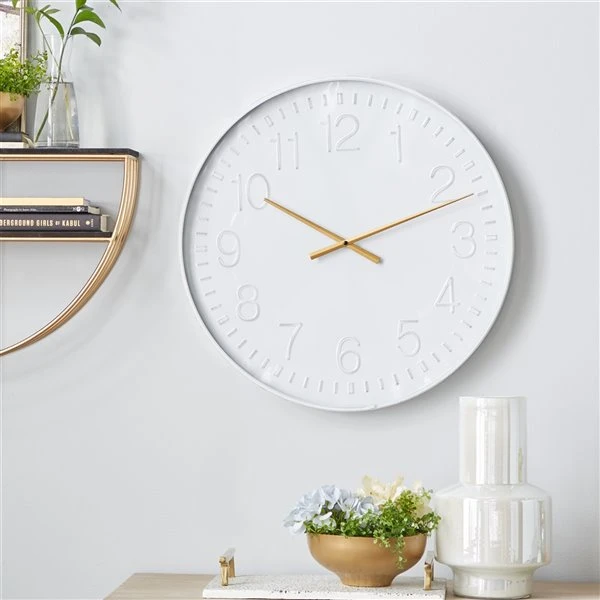 330858227_AlternateImage1_l.jpg Grayson Lane Analog 24-in x 24-in White Round Wall Standard Clock -GRAYSON LANE shop 330858227 AlternateImage1 l