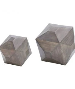 Grayson Lane Set of 2 6-in , 9-in - Grey Contemporary Geometric Sculpture - Metal