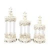 Grayson Lane Set of 3 17-in , 15-in , 13-in Traditional Canisters - White - Poly Stone