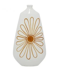 Grayson Lane Coastal Style Vase - White Ceramic - 22-in X 12-in x 5-in