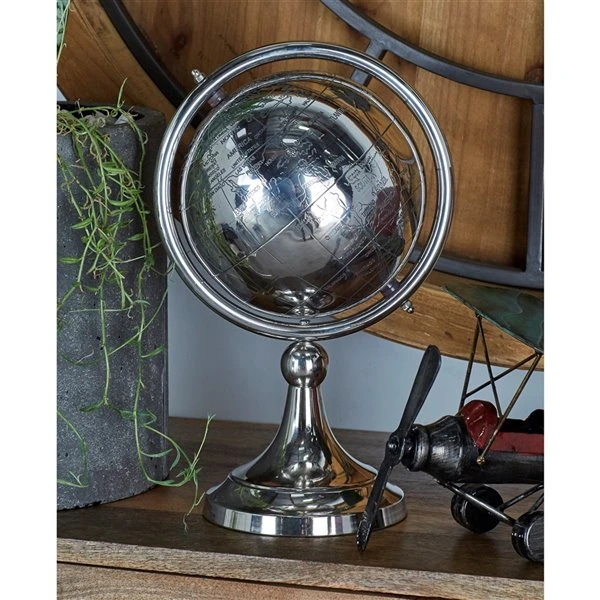 Grayson Lane Glam Globe - Silver Aluminum - 13-in X 8-in 2 Grayson Lane Glam Globe - Silver Aluminum - 13-in X 8-in - Image 2