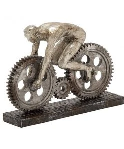Grayson Lane Bicycle Industrial Sculpture - Silver Poly Stone - 8-in X 10-in