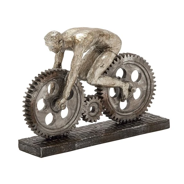Grayson Lane Bicycle Industrial Sculpture - Silver Poly Stone - 8-in X 10-in 1 Grayson Lane Bicycle Industrial Sculpture - Silver Poly Stone - 8-in X 10-in