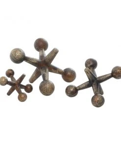 Grayson Lane Set of 3 5-in , 7-in , 9-in - Gold Modern Geometric Sculpture - Metal