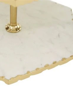 Grayson Lane Natural 3 Tier Tray Stand - Gold Stoneware and Aluminum - 22-in X 12-in -GRAYSON LANE shop 330858278 AlternateImage2 l