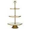 Grayson Lane Natural 3 Tier Tray Stand - Gold Stoneware and Aluminum - 22-in X 12-in
