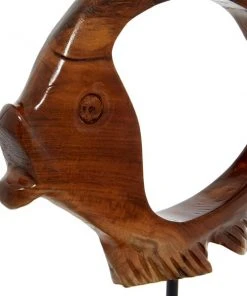 Grayson Lane Coastal Fish Sculpture - Brown Teak Wood - 17-in X 15-in -GRAYSON LANE shop 330858280 AlternateImage2 l