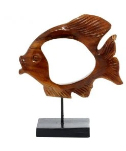 Grayson Lane Coastal Fish Sculpture - Brown Teak Wood - 17-in X 15-in -GRAYSON LANE shop 330858280 AlternateImage3 l
