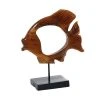 Grayson Lane Coastal Fish Sculpture - Brown Teak Wood - 17-in X 15-in
