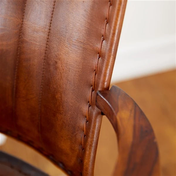 Grayson Lane Vintage Brown Genuine Leather Accent Chair 3 Grayson Lane Vintage Brown Genuine Leather Accent Chair - Image 3