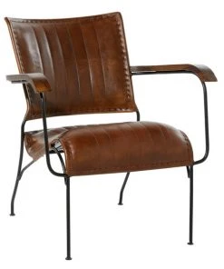 Grayson Lane Vintage Brown Genuine Leather Accent Chair