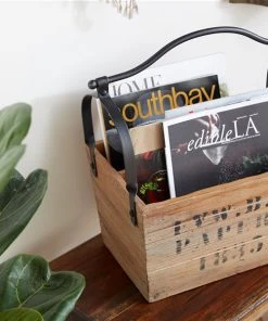 Grayson Lane Rustic Magazine Holder Light - Brown Wood - 16-in X 16-in -GRAYSON LANE shop 330858286 AlternateImage2 l