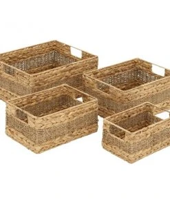 Grayson Lane Set of 4 16-in , 14-in , 12-in , 10-in Natural Storage Basket - Beige Sea Grass