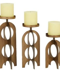 Grayson Lane 3-Candle Metal Pillar Holder - 7-in, 9-in, 11-in