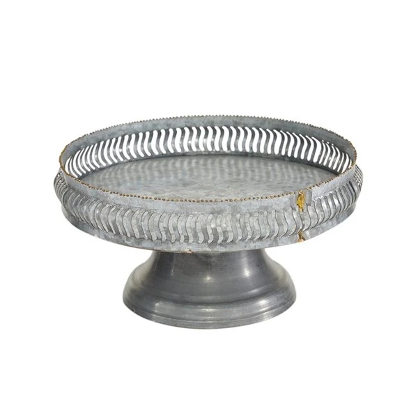Grayson Lane Set of 2 16-in, 12-in Grey Farmhouse Cake Stand - Metal 4 Grayson Lane Set of 2 16-in, 12-in Grey Farmhouse Cake Stand - Metal - Image 4