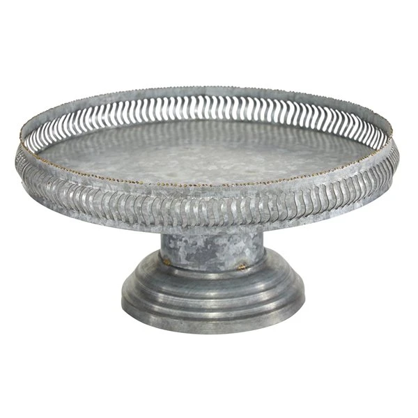 Grayson Lane Set of 2 16-in, 12-in Grey Farmhouse Cake Stand - Metal 5 Grayson Lane Set of 2 16-in, 12-in Grey Farmhouse Cake Stand - Metal - Image 5