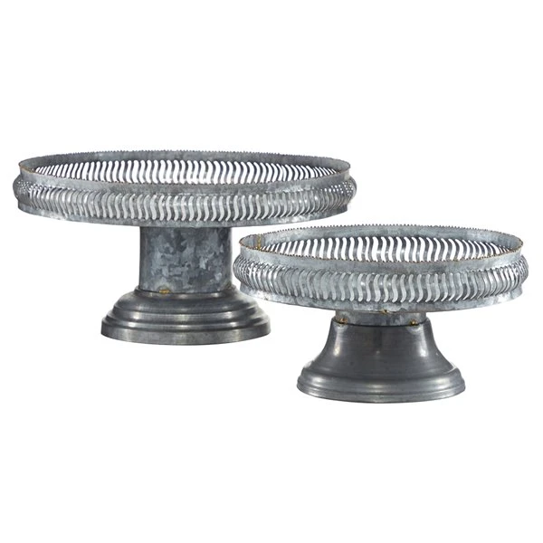 Grayson Lane Set of 2 16-in, 12-in Grey Farmhouse Cake Stand - Metal 1 Grayson Lane Set of 2 16-in, 12-in Grey Farmhouse Cake Stand - Metal
