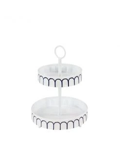 Grayson Lane Farmhouse 2 Tier Tray Stand - White Iron - 18-in X 13-in