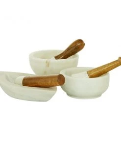 Grayson Lane Set of 3 5-in , 7-in , 9-in - White Natural Mortar and Pestel - Marble -GRAYSON LANE shop 330858320 AlternateImage3 l