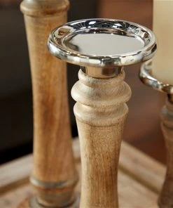 Grayson Lane 3-Candle Wood Pillar Holder - 9-in, 12-in, 15-in -GRAYSON LANE shop 330858324 AlternateImage2 l