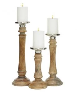 Grayson Lane 3-Candle Wood Pillar Holder - 9-in, 12-in, 15-in -GRAYSON LANE shop 330858324 AlternateImage5 l